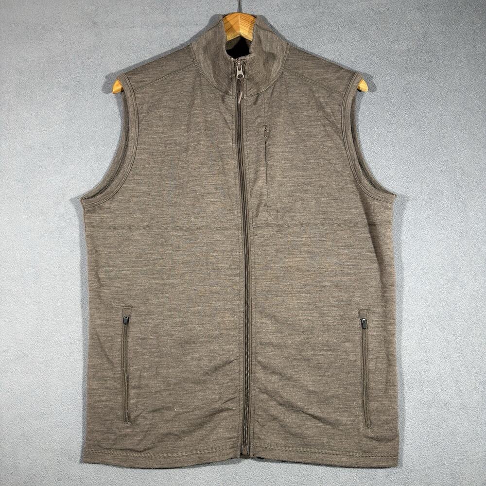 WOOLX Merino Wool Vest Andes Heavyweight Zip Up Vest Brown Tan Size Medium